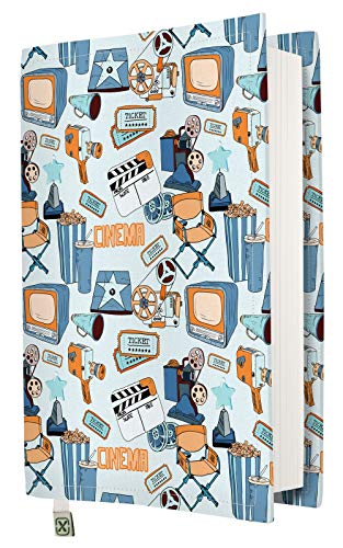 Funda de libro – Funda de libros duros para tapa blanda, tela lavable, protector de libro, acolchada, funda para tablet para adultos (cinema, M)