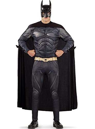 Funidelia | Disfraz de Batman para hombre Caballero Oscuro, Superhéroes, DC Comics - Disfraz para adultos y divertidos accesorios para Fiestas, Carnaval y Halloween - Talla XL - Negro