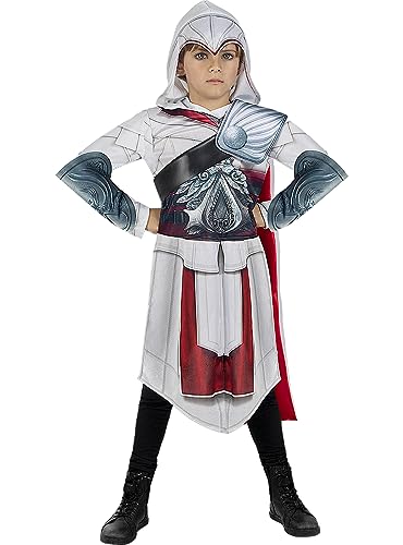 Funidelia | Disfraz de Ezio Auditore Assassins Creed para niño Videojuegos, Assassin's Creed - Disfraz para niños y accesorios para Carnaval y Halloween - Talla 10-12 años - Gris/Plateado