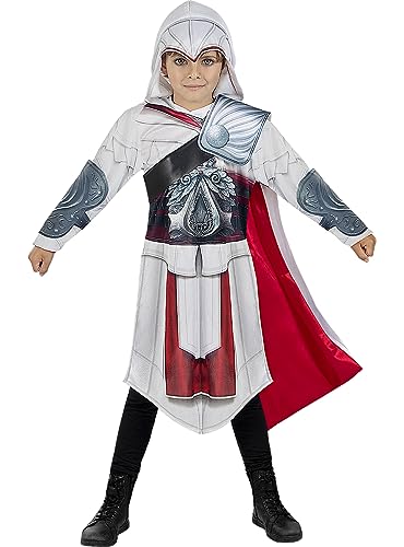 Funidelia | Disfraz de Ezio Auditore Assassins Creed para niño Videojuegos, Assassin's Creed - Disfraz para niños y accesorios para Carnaval y Halloween - Talla 10-12 años - Gris/Plateado