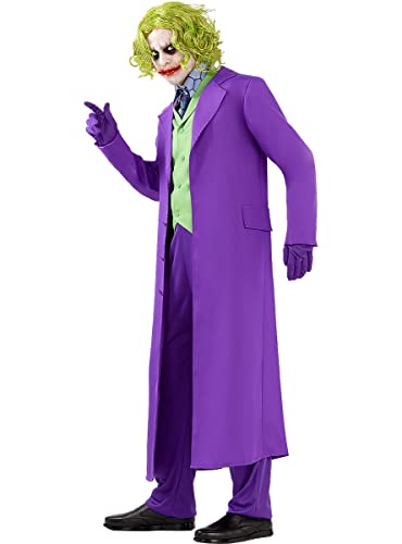 Funidelia | Disfraz de Joker - El Caballero Oscuro para hombre Superhéroes, DC Comics, Villanos - Disfraz para adultos y divertidos accesorios para Fiestas, Carnaval y Halloween - Talla 3XL - Morado