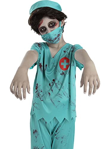 Funidelia | Disfraz de médico zombie para niño Muerto Viviente, Halloween - Disfraz para niños y divertidos accesorios para Fiestas, Carnaval y Halloween - Talla 7-9 años - Blanco