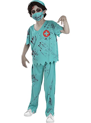 Funidelia | Disfraz de médico zombie para niño Muerto Viviente, Halloween - Disfraz para niños y divertidos accesorios para Fiestas, Carnaval y Halloween - Talla 7-9 años - Blanco