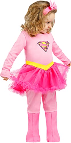 Funidelia | Disfraz de Supergirl para bebé Kara Zor-El, Superhéroes, DC Comics - Disfraz para niños y divertidos accesorios para Fiestas, Carnaval y Halloween - Talla 12-24 meses - Rosa