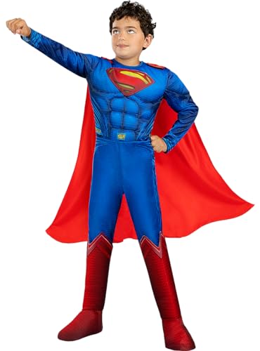 Funidelia | Disfraz de Superman deluxe - La Liga de la Justicia para niño Superhéroes, DC Comics - Disfraces para niños, accesorios para Fiestas, Carnaval y Halloween - Talla 3-4 años - Azul