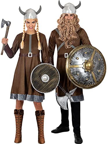 Funidelia | Disfraz de vikingo para hombre Nórdico, Valkiria, Bárbaro, Vikings - Disfraz para adultos y divertidos accesorios para Fiestas, Carnaval y Halloween - Talla L - Marrón