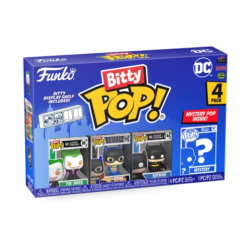 Funko Bitty Pop! DC - Batman, Batgirl, The Joker Y una Minifigura Misteriosa Sorpresa - 0.9 Inch (2.2 Cm) - DC Comics Coleccionable- Repisa Apilable Incluida - Idea de Regalo