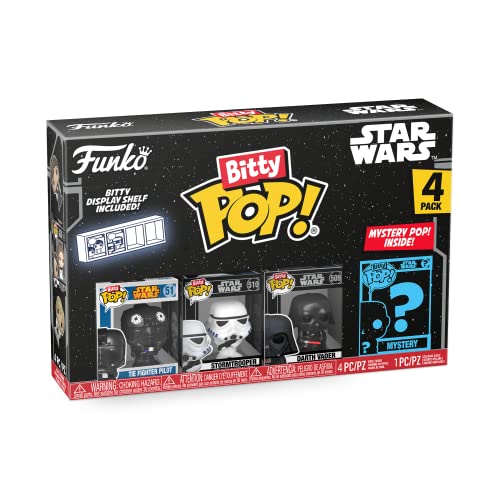 Funko Bitty Pop! Star Wars - Darth Vader™, TIE Fighter Pilot™, Stormtrooper™ Y una Minifigura Misteriosa Sorpresa - 0.9 Inch (2.2 Cm) Coleccionable- Repisa Apilable Incluida - Idea de Regalo