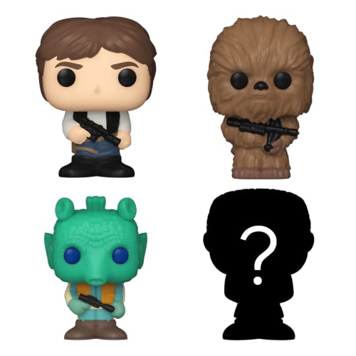 Funko Bitty POP! Star Wars - Han Solo 4 Paquete Incluye Han Solo™, Chewbacca™, Greedo™, And A Mystery Figure Y Una Mini Figura Misteriosa De Sorpresa - 2.3 Cm - Figuras Miniaturas Coleccionables