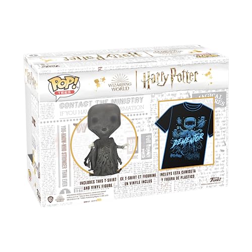 Funko Pop! & tee: Harry Potter - Dementor - Purpurina - Extra Large - XL - Camiseta, Franela - Ropa con Figura de Vinilo Coleccionable - Idea de Regalo - Juguetes y Camiseta de Manga Corta Hombres