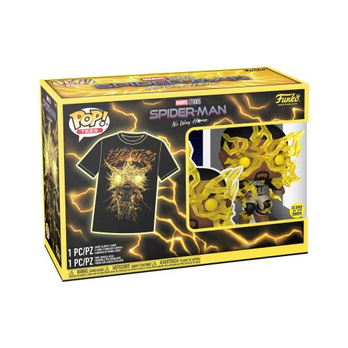 Funko Pop! & tee: Spider-Man: NWH - Electro - Brilla en la Oscuridad - Small - (S) - Marvel - Camiseta, Franela - Ropa con Figura de Vinilo Coleccionable - Idea de Regalo para Adultos Hombres