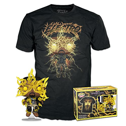 Funko Pop! & tee: Spider-Man: NWH - Electro - Brilla en la Oscuridad - Small - (S) - Marvel - Camiseta, Franela - Ropa con Figura de Vinilo Coleccionable - Idea de Regalo para Adultos Hombres