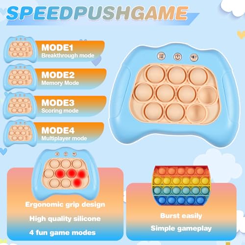 Funmo Electronic Popping Bubble Game Machine, Pop Fidget Game, Pop Fidget It Quick Push Game, Puzzle Pop Juegos Interactivos para Regalos de descompresión para Adultos y niños(Azul)