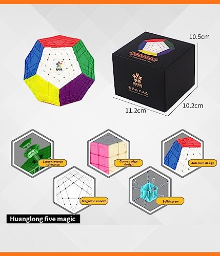 FunnyGoo YuXin HuangLong 5x5 Dodecaedro 12 Superficie Gigaminx Megaminx 5 x 12 Cubo de rompecabezas mágico del cubo Stickerless