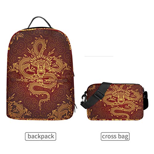 Funnyy Mochila de dragón Chino Tribal étnico extraíble Bolsa de Hombro Escuela computadora Bolsa Bandolera Mochila para niños niñas