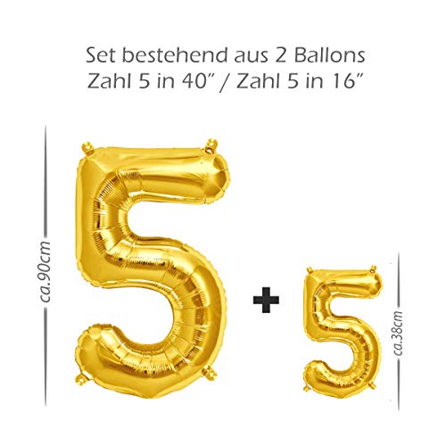 FUNXGO globo numero 5 dorado - numero 5 globo cumpleaños - globo 5 dorado - número 5 cumpleaños globo dorado - globo numero 5 gigante - globos número 5 - decoracion 5 cumpleaños