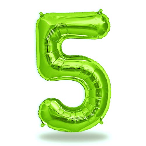 FUNXGO globo numero 5 verde - numero 5 globo cumpleaños años - globo 5 verde - número 5 cumpleaños años globo verde - globo numero 5 gigante - globos número 5 - decoracion 5 cumpleaños años