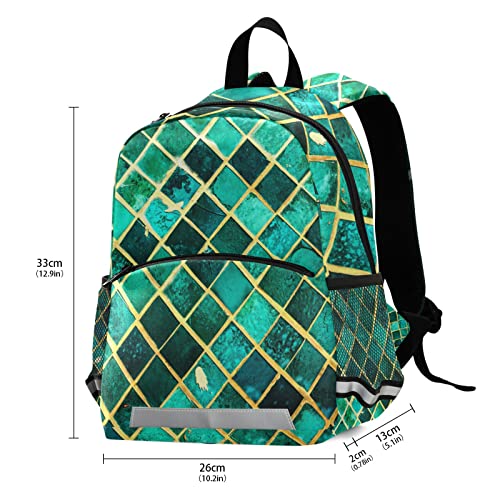 Fustylead Mochila de mármol de mosaico esmeralda tamaño mini para la escuela para niños, niñas, estudiantes, picnic, viajes, verde esmeralda, Taille unique