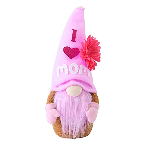 FUZYXIH Gnomo del día de la madre I Love Mom Dad Flower Tomte sueco Nisse escandinavo elfo enano granja decoración de cocina estante bandeja escalonada decoración Tomte sueco Nisse elfo