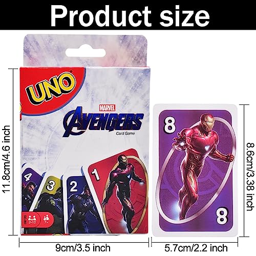 FYDZBSL Marvel Avengers Juego de Cartas UNO Juego de Cartas Anime de la Juego de Mesa Juego Infantil Card Game para Juego Familiar y Juego de Mesa Gift for Kids 7 Years Old Up