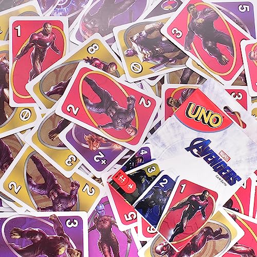 FYDZBSL Marvel Avengers Juego de Cartas UNO Juego de Cartas Anime de la Juego de Mesa Juego Infantil Card Game para Juego Familiar y Juego de Mesa Gift for Kids 7 Years Old Up