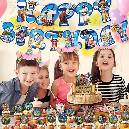 FYDZBSL One Piece Globos Suministro de Fiesta de Cumpleaños Decoración De Cumpleaños Pancarta Suministros Adornos para Pastel de Juegos Niños de Tartas de Fiesta 40pcs