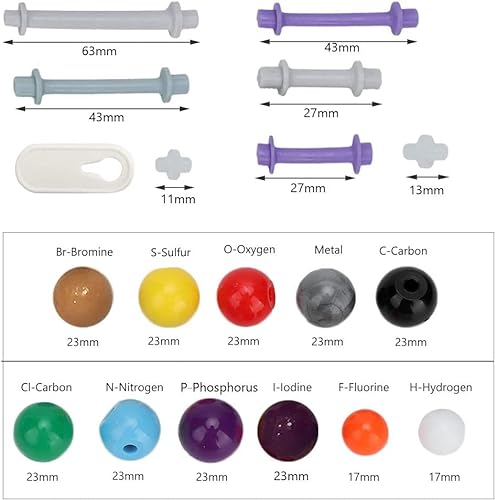 Fyearfly Modelo De Estructura Molecular, 267 Piezas Kit De Estructura Inorgánica Orgánica Molecular Conjunto De Modelo De Enlace Atómico para Profesor Estudiante