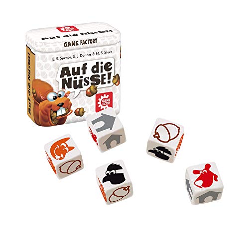 Game Factory-Dog Auf Die Nüsse, Das knackige Würfelspiel Mini-Sspiel in handlicher Metalldose reisespiel, für Erwachsene und Kinder AB 8 Jahren, Multicolor (646273)