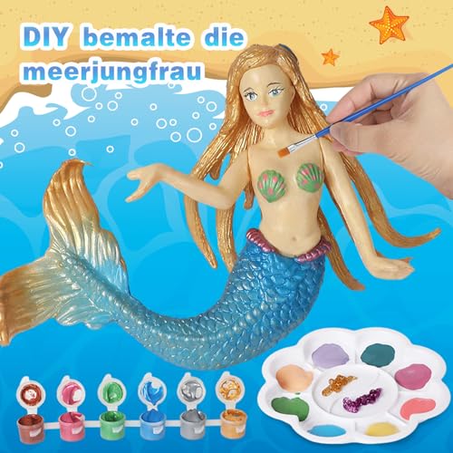 Gamrong Kit de pintura de Sirena, DIY 3D Manualidades Kit Niños Juguetes Creativo Sirena para Pintar, Creativo Juguetes Cumpleaños Navidad Regalo para Niñas de 4 5 6 7 8 9 10 11 Años