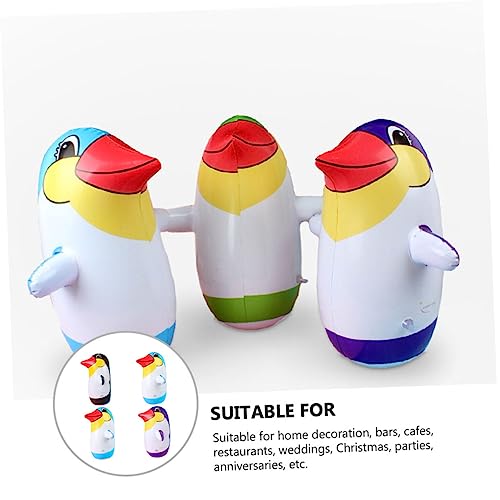 GANAZONO 12 Piezas Vaso De Pinguino Juguetes De Vaso De Pingüino Vaso Polivinílico Roly del Pingüino Globo Gigante De Animales Rocas Musical Perforación Alberca Bebé Cloruro De Polivinilo