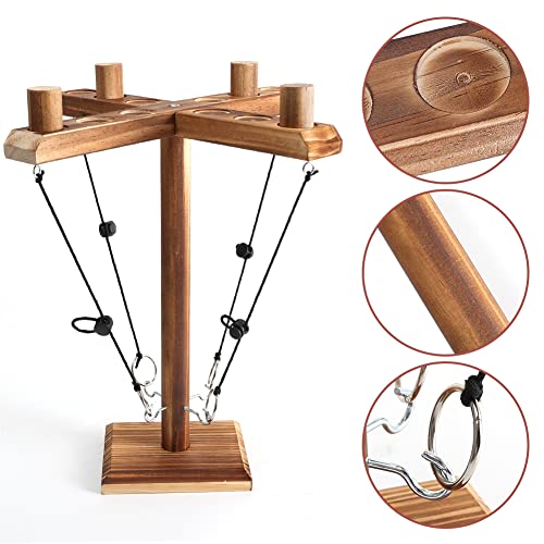 Ganchos Anillo Toss Game, Joycabin Vier Personen Toss Hook and Ring Toss Interaktives Kampfspiel,Spielzeug-Schuss-Leiterspiel für Kinder Erwachsene,Handgefertigte Holztisch-Brettspiele