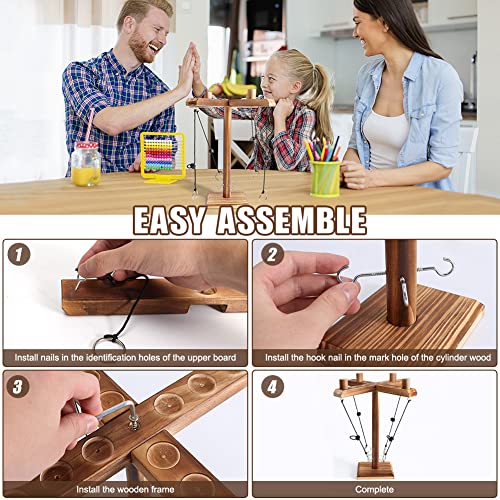 Ganchos Anillo Toss Game, Joycabin Vier Personen Toss Hook and Ring Toss Interaktives Kampfspiel,Spielzeug-Schuss-Leiterspiel für Kinder Erwachsene,Handgefertigte Holztisch-Brettspiele