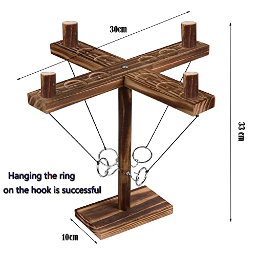 Ganchos de juego de lanzamiento de anillos para adultos y niños, juego de lanzamiento de anillos de madera, 4 ganchos, juegos de mesa de mano, juegos de bar de anillo para interiores al aire libre