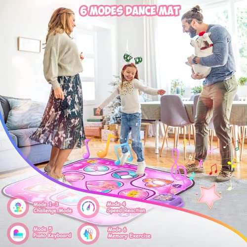 GARNHLOB Niños Alfombras de Baile para Niñas 3 4 5 6 7 8 9+ Años Niños Manta de Baile para Niños con Luces LED Alfombra Musical con 6 Modos Regalo Cumpleaños Navidad para Niñas Niños 3+ Años