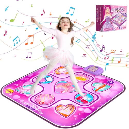 GARNHLOB Niños Alfombras de Baile para Niñas 3 4 5 6 7 8 9+ Años Niños Manta de Baile para Niños con Luces LED Alfombra Musical con 6 Modos Regalo Cumpleaños Navidad para Niñas Niños 3+ Años