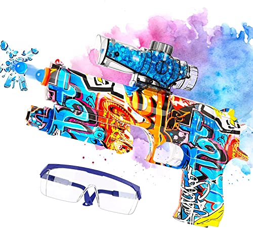 Gel Blaster Gun, RenFox Pistola de Gel Automática con Gafas de Protección ect. Pistola de Juguete Eléctrica con Alcance de 15-20 m, Set de Gel Gun para 12 + Años, Excelente Juguete de Tiro Exterior