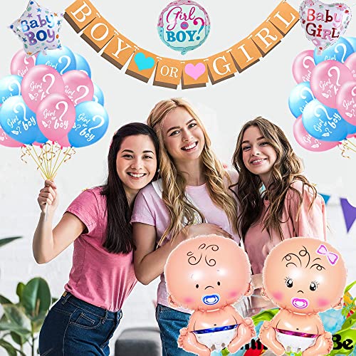 Gender Reveal Party Decoration, Globos Niñas o Niños, Juego de Decoración de Fiesta de Bebé, Juego de Globos Revelables de Sexo para Bebé, Pancarta decorativa para Bebé Niño o Niña, Globo de Látex