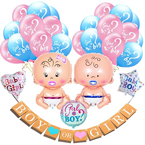 Gender Reveal Party Decoration, Globos Niñas o Niños, Juego de Decoración de Fiesta de Bebé, Juego de Globos Revelables de Sexo para Bebé, Pancarta decorativa para Bebé Niño o Niña, Globo de Látex