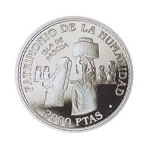 Genérico Moneda Plata España 1997 Moais Isla de Pascua 2000 pesetas Proof