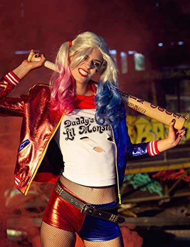 Generique - Disfraz Chaqueta y Camiseta Adulto Harley Quinn - Escuadrón Suicida M