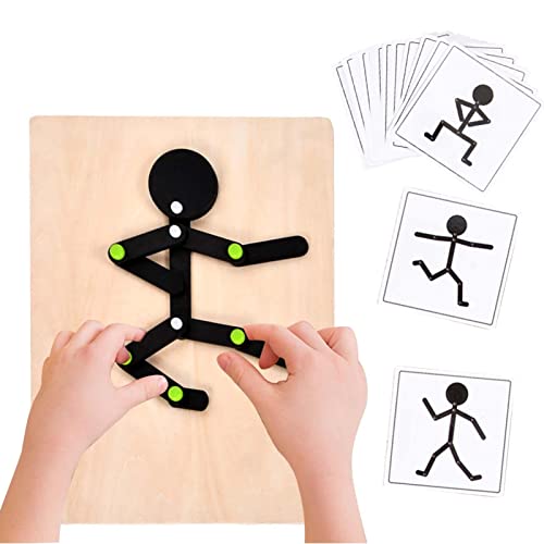 Geteawily Wood Stickman Puzzle Toys - Puzzle Stickman de Madera - Juguete Mr.Flex Stickman - Puzzle Preescolar Pequeño Hombre de Madera Deporte de Madera - Juguetes Montessori para Niños Pequeños