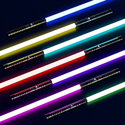 GFACHNT Espada Laser LED-RGB Lightsaber 7 Colores Sable de luz de Juguete con Mango de Metal, 1 Juegos de Sonido de Combate Simulado, Cadeaux de Noël & Jedi Knight Cosplay Sable de Luz