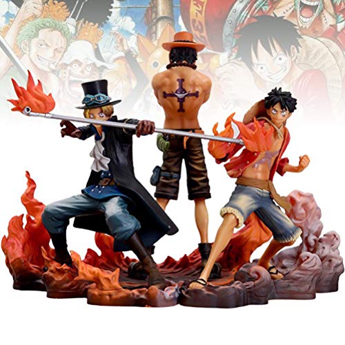 Ghzste Juego de 3 figuras de una pieza, figura luffy de una pieza, figuras de anime, figuras de Ace, decoración de accesorios, juego de figuras de anime, figura de dibujos animados, modelo