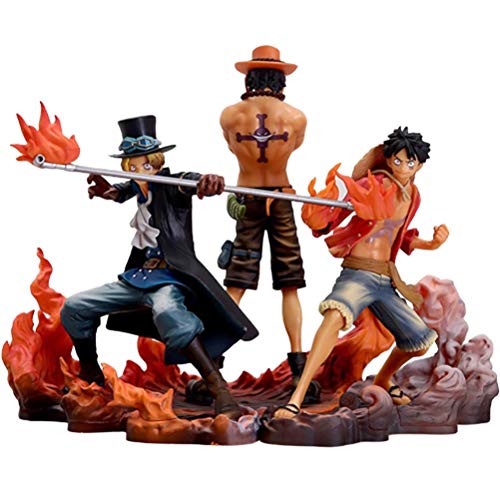 Ghzste Juego de 3 figuras de una pieza, figura luffy de una pieza, figuras de anime, figuras de Ace, decoración de accesorios, juego de figuras de anime, figura de dibujos animados, modelo