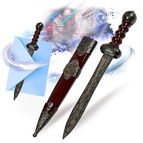 Gladius - Espada romana con vaina de 26,5 cm de largo, espada gladiadora en miniatura, regalo y merchandise para tu hogar y oficina (plata)