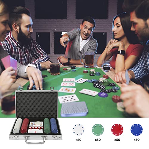 Global Gizmos Poker Set Chips Dados Tarjetas en Caso de Aluminio (200 Unidades)