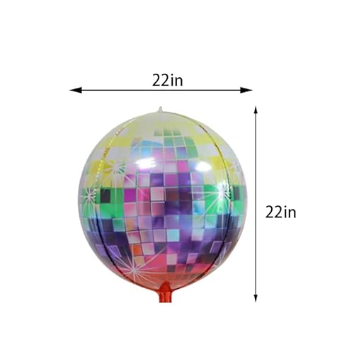 Globos de bola de discoteca multicolor grandes, 22 pulgadas, Globos de discoteca 4D metálicos| Decoraciones de fiesta de los años 90 | Globos de lámina de discoteca, decoraciones de fiesta de los años