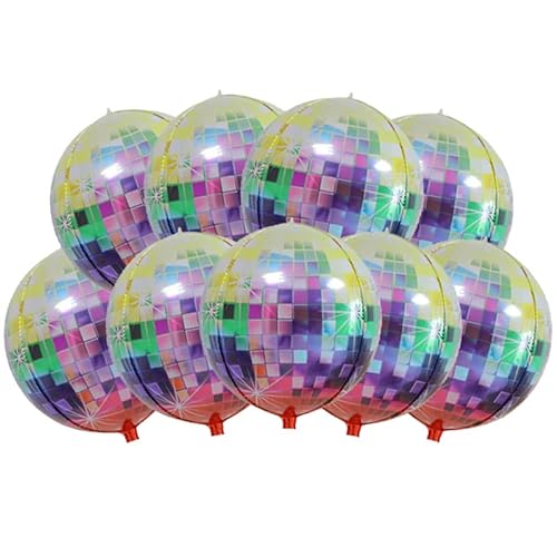 Globos de bola de discoteca multicolor grandes, 22 pulgadas, Globos de discoteca 4D metálicos| Decoraciones de fiesta de los años 90 | Globos de lámina de discoteca, decoraciones de fiesta de los años