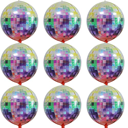 Globos de bola de discoteca multicolor grandes, 22 pulgadas, Globos de discoteca 4D metálicos| Decoraciones de fiesta de los años 90 | Globos de lámina de discoteca, decoraciones de fiesta de los años