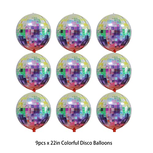 Globos de bola de discoteca multicolor grandes, 22 pulgadas, Globos de discoteca 4D metálicos| Decoraciones de fiesta de los años 90 | Globos de lámina de discoteca, decoraciones de fiesta de los años